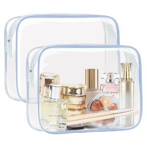 2pcs Clear Tsa Approved 3-1-1 Travel Toiletry Bag Quart Size For Women Teenage🐋